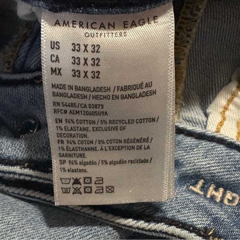 American Eagle Outfitters Men's Airflex Relaxed Straight Jeans 33x32 Flaw‎ - Picture 6 of 12